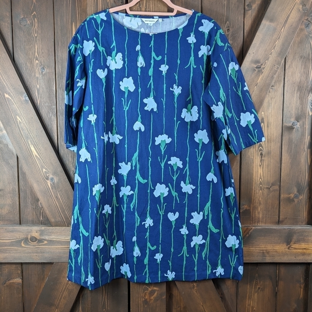 Marimekko Tarika  Mini Dress with Belt  Cotton 3/4 Sleeves Light Weight Size 28